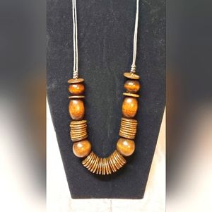 BOHO Wooden beaded necklace and earrings. NWT